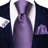 Hi-Tie Purple Solid Paisley Silk Wedding Tie for Men Novelty Design Handky cufflink Gift Men Tie Set Party Business Dropshipping