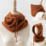 Winter Balaclava Hats For Men&Women Corduroy Hooded Caps Outdoor Warmer Drawstring Hats One-Piece Neck Collar Beanies Cap