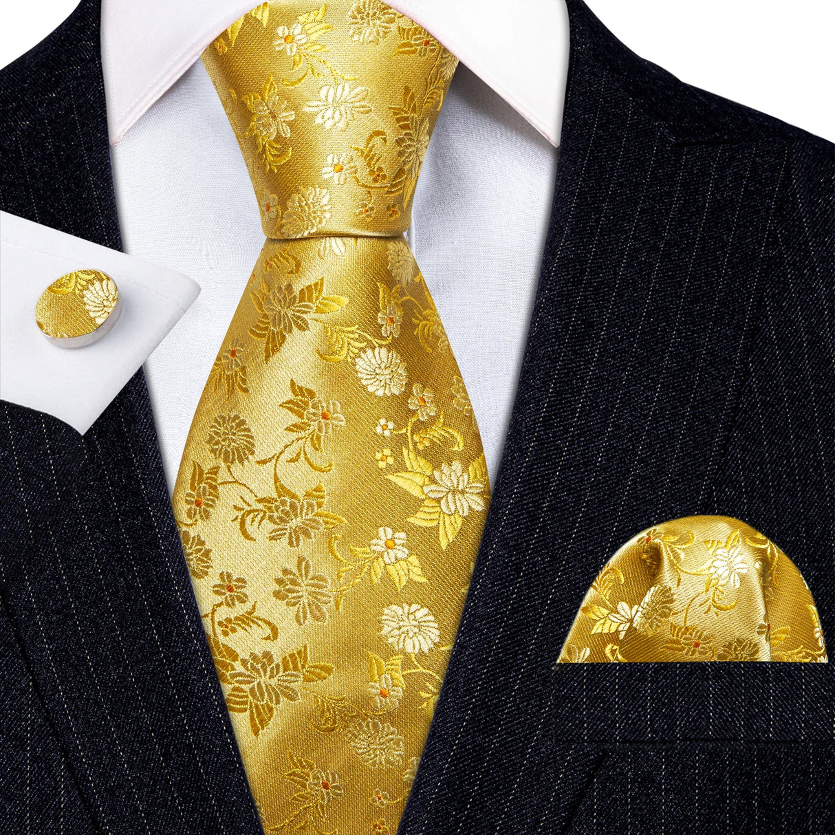 Ensemble élégant de cravates et boutons de manchette en soie à fleurs multiples pour homme, cravate jacquard à fleurs pour mariage, entreprise, fête, événement, Barry.Wang