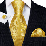 Ensemble élégant de cravates et boutons de manchette en soie à fleurs multiples pour homme, cravate jacquard à fleurs pour mariage, entreprise, fête, événement, Barry.Wang