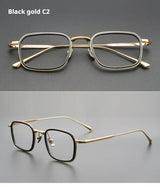 TFTB Retro All Pure Titanium Men's Glasses Luxury Square Small Framework Ultralight Optical Prescription Eyeglasses Frame 142mm