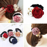 Élastiques à cheveux en forme de fleur de rose perlée, élastiques à cheveux, bandeaux en caoutchouc extensibles, bandeaux floraux, chouchous, porte-queue de cheval