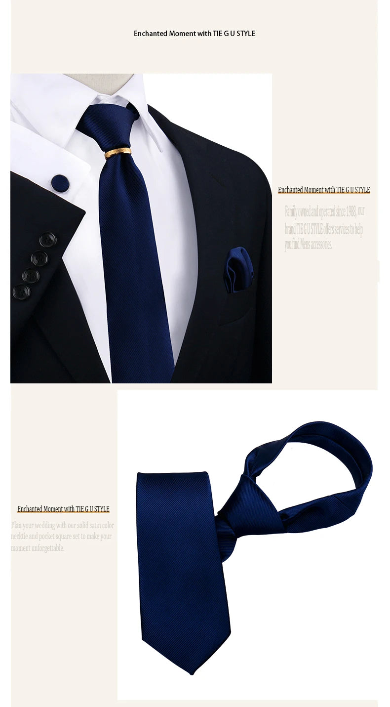 Ensemble de cravates en soie de luxe pour hommes, cravate, mouchoir, boutons de manchette avec anneau en métal doré, broche, costume, fête de mariage, accessoires pour hommes