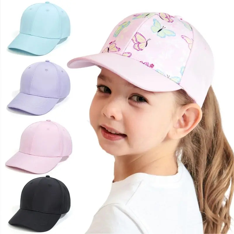 Casquette de baseball tendance couleur bonbon pour enfants, protection solaire, chapeau pour garçons et filles, casquette de voyage réglable à visière, chapeau à queue de cheval haute pour enfants