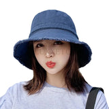 Cotton Dome Top Sun Bucket Hats Solid Panama Women Summer Caps Wide Brim Foldable Outdoor Travel Hat Anti-UV Beach Caps Bonnet