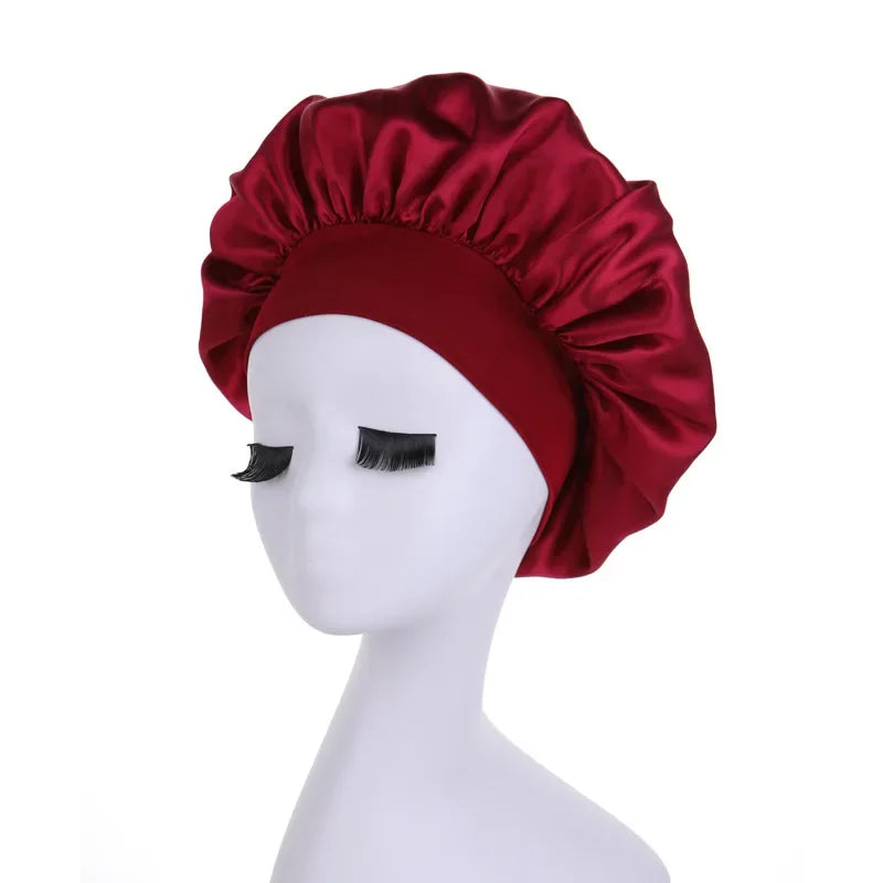 Women's Satin Solid Wide-brimmed Sleeping Hat Night Sleep Cap Hair Care Bonnet Nightcap For Women Men Unisex Cap bonnet de nuit