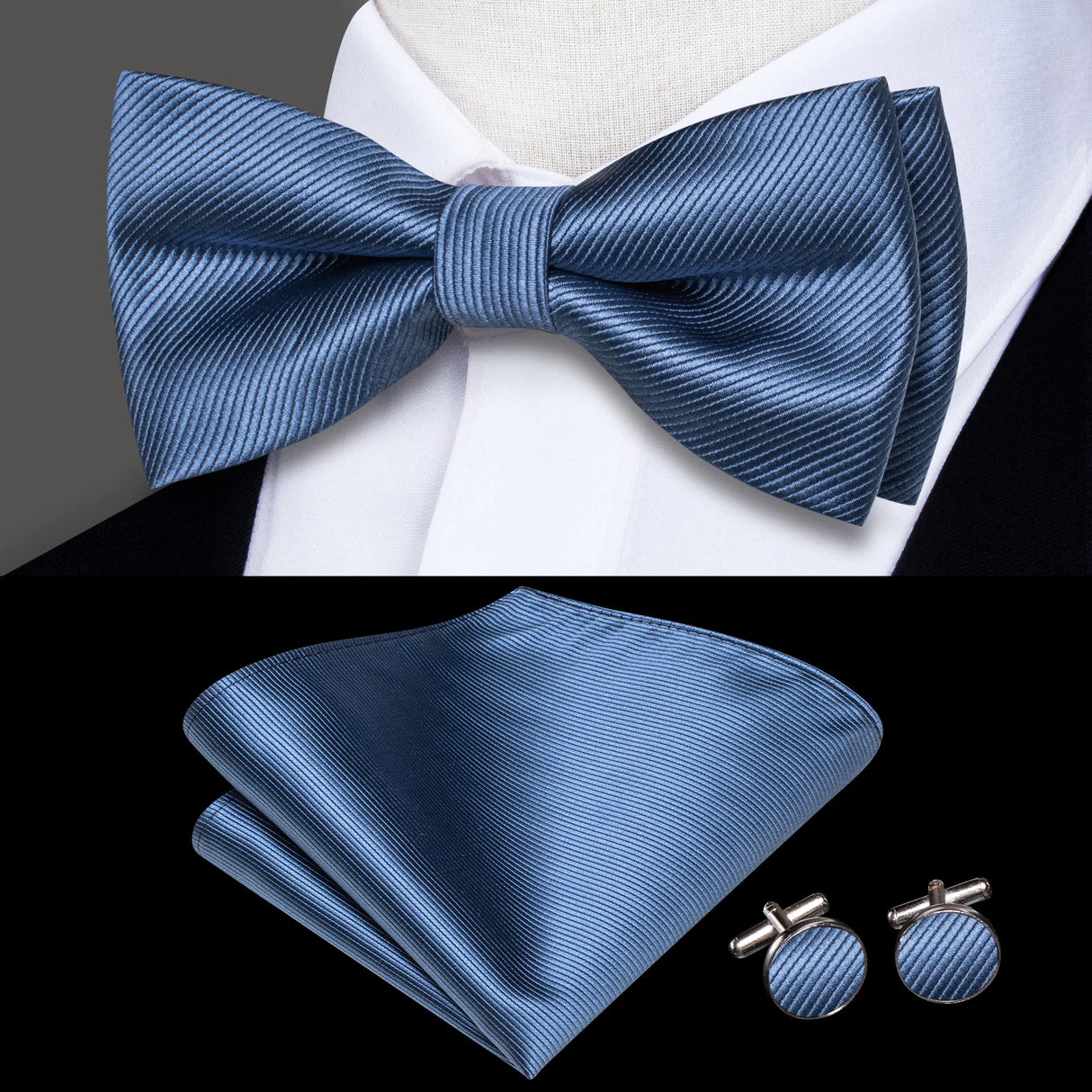 Hi-Tie Marque Soie Pré-noué Homme Nœud Papillon Mouchoir Boutons de Manchette Ensemble Nœud Papillon pour Homme Jacquard Solide Cachemire Floral Mariage Cadeau d'Affaires