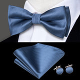 Hi-Tie Marque Soie Pré-noué Homme Nœud Papillon Mouchoir Boutons de Manchette Ensemble Nœud Papillon pour Homme Jacquard Solide Cachemire Floral Mariage Cadeau d'Affaires