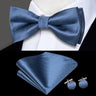 Hi-Tie Marque Soie Pré-noué Homme Nœud Papillon Mouchoir Boutons de Manchette Ensemble Nœud Papillon pour Homme Jacquard Solide Cachemire Floral Mariage Cadeau d'Affaires