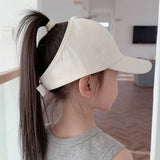 Love Heart Kids Baseball Caps Adjustable Large Brim Sun Hat Solid Color Hollow High Ponytail Caps for Boys Girls