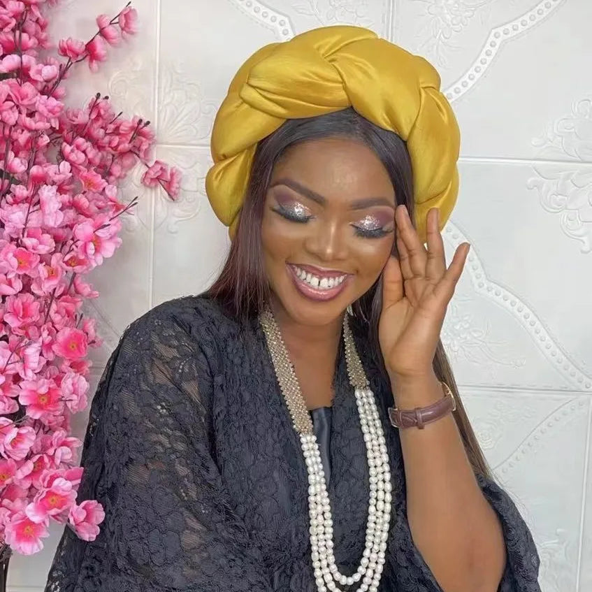 Super Big Braid Headband Women Hair Tie Band Party Head Bands Lady Turban Headwear Raw Silk African Hair Accessories