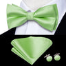 Hi-Tie Jacquard Silk Nœud papillon pour homme, ensemble de boutons de manchette et mouchoir, nœud papillon pré-noué, noir, blanc, gris, bleu, rouge, vert, rose, violet