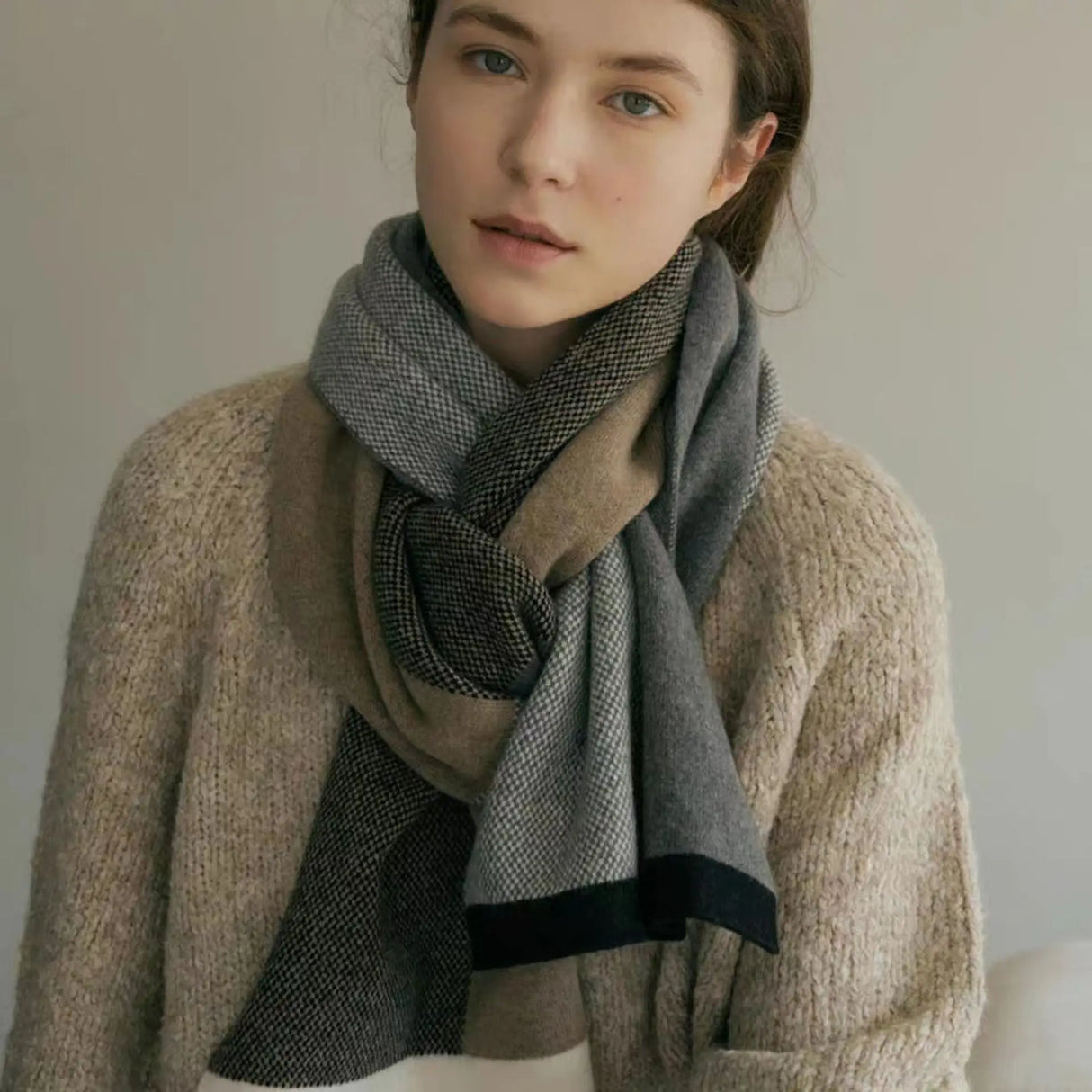 Écharpes en cachemire pour femme, écharpe chaude en tricot, châle simple et tendance, idéal pour les déplacements en voiture ou en hiver