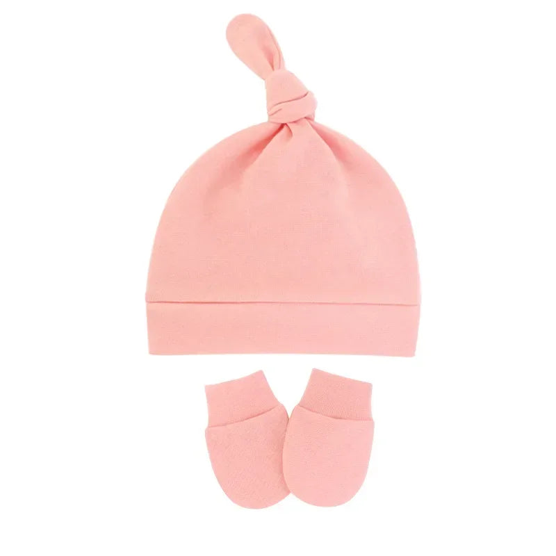 Bonnet pour nouveau-né avec gants, bonnet chaud en coton pour enfants, accessoires pour enfants, bonnet de nuit pour bébés de 0 à 6 mois, automne et hiver