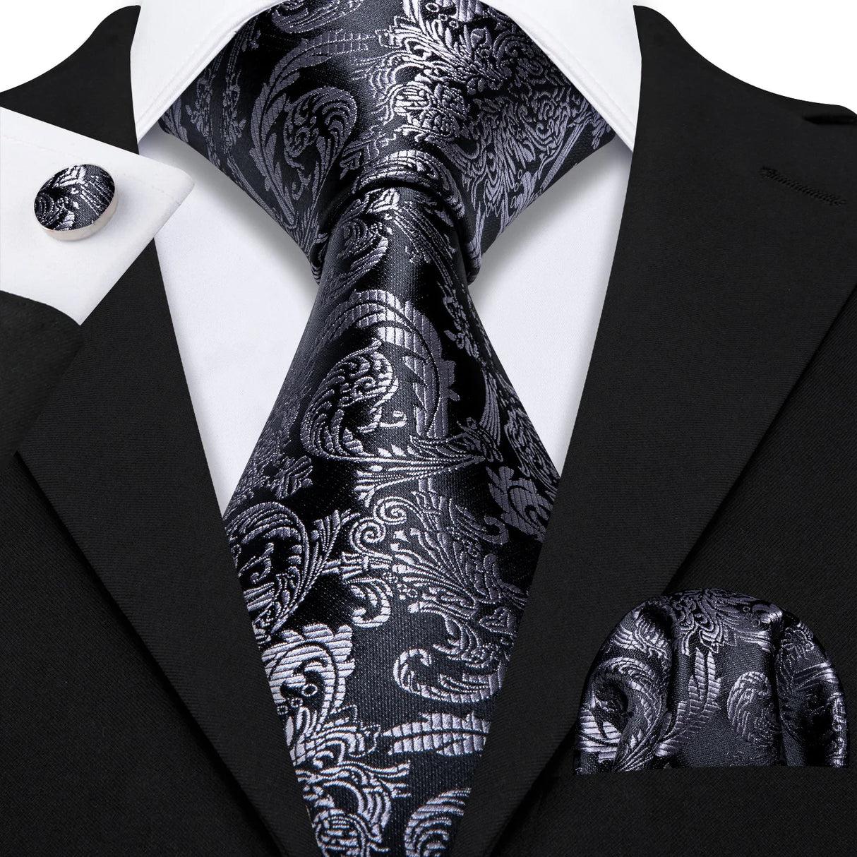 Ensemble élégant de cravates et boutons de manchette en soie à fleurs multiples pour homme, cravate jacquard à fleurs pour mariage, entreprise, fête, événement, Barry.Wang