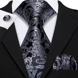 Ensemble élégant de cravates et boutons de manchette en soie à fleurs multiples pour homme, cravate jacquard à fleurs pour mariage, entreprise, fête, événement, Barry.Wang