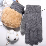Gants d'hiver chauds pour écran tactile pour femmes et hommes, mitaines chaudes en tricot extensible, gants en laine à doigts complets, gants de cyclisme au crochet pour femmes