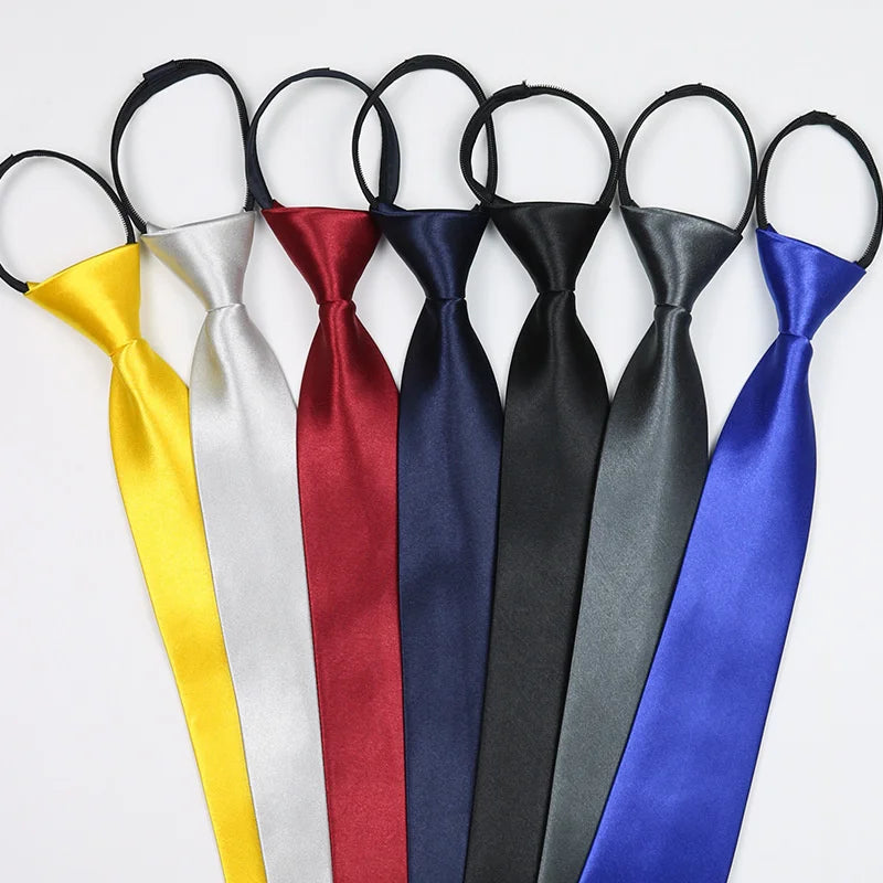 Cravate classique noire 8 cm, imitation soie, unie, pour homme, fermeture éclair, bleu et rouge, étroite, 5 cm, cadeau