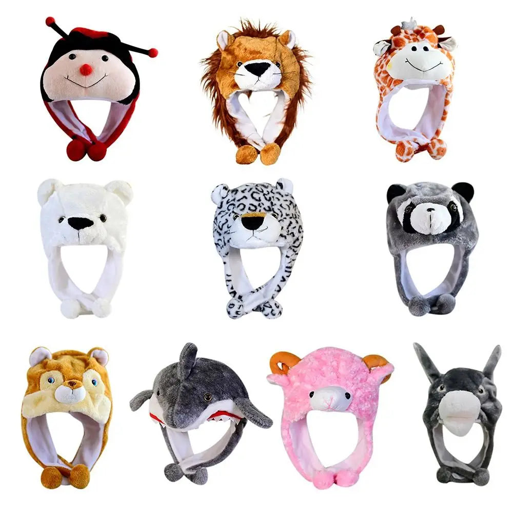 Winter Warmer Plush Soft Moving Ears Hat Animal Hat Headgear Ears Airbag Cap Ear Protection Earmuff Funny Toys Neck Warmer