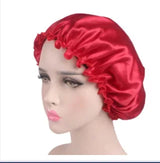 Bonnet de nuit en satin double couleur, bonnet de nuit en dentelle extra large, bonnet rond pour soins capillaires, bonnets de douche