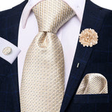 Cravate rose cachemire avec broche en soie, élégante cravate de mariage pour homme, bouton de manchette pratique, mode affaires fête, créateur de cravate haute