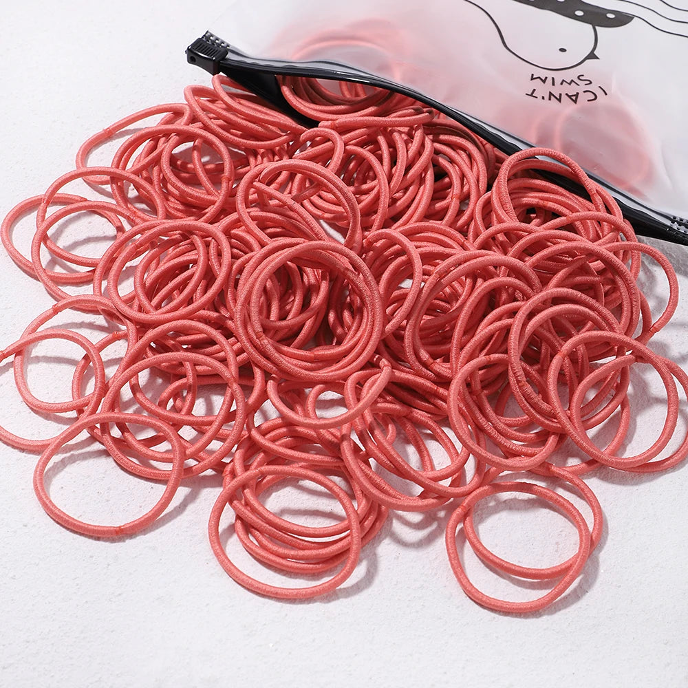 Lot de 50 bandeaux élastiques en caoutchouc pour cheveux, style macaron, très élastiques, durables, pour queue de cheval haute, pour femmes et enfants