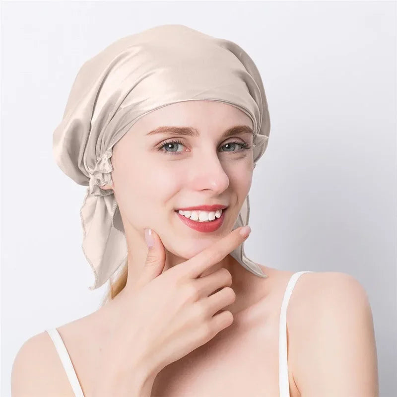 Bonnet de nuit en soie de mûrier 100 % naturelle, bonnet de douche en soie, bonnet de nuit, tâches ménagères, cuisine, soins capillaires, bonnet protecteur, accessoires pour cheveux