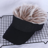 Men Women Casual Concise Sunshade Adjustable Sun Visor Baseball Cap with Spiked Hairs Wig Baseball Hat with Spiked Wigs