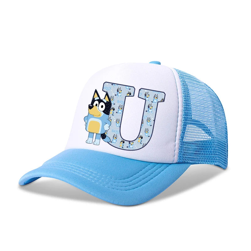 Casquette de baseball Blueyi Bingo pour enfants, motif dessin animé AZ, imprimé lettres, chapeau de soleil, casquettes d'été décontractées, casquettes Kawaii à visière réglable, cadeau pour enfants