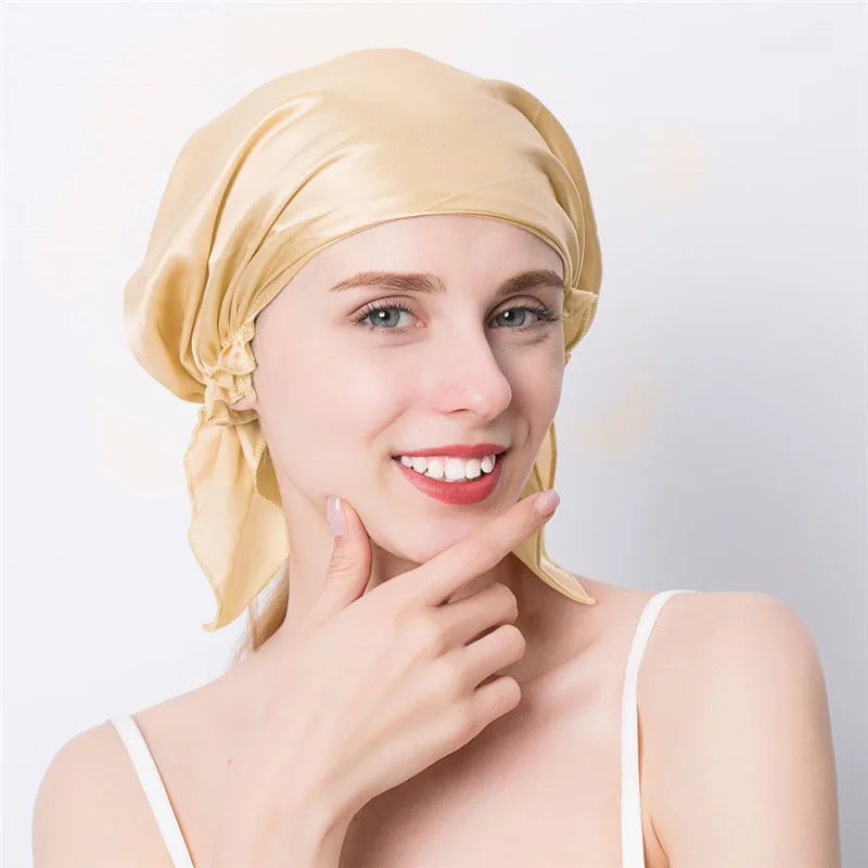 Bonnet de nuit en soie de mûrier 100 % naturelle, bonnet de douche en soie, bonnet de nuit, tâches ménagères, cuisine, soins capillaires, bonnet protecteur, accessoires pour cheveux