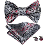 Hi-Tie Ensemble nœud papillon en soie pour homme, mouchoir et boutons de manchette, bleu, rouge, or, noir, blanc, jacquard, nœud papillon, mariage, affaires