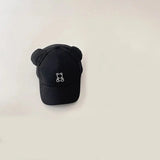 Cartoon Bear Baby Baseball Cap Cute Solid Color Toddler Sun Hat with Ears Summer Adjustable Kids Boy Girl Peaked Cap