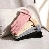 New Fashion Gloves Autumn Winter Cute Furry Warm Mitts Full Finger Mittens Women Outdoor Sport Female Gloves Screen