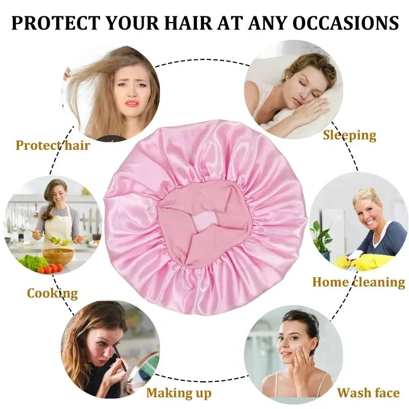 Heatless Hair Curler Satin Sleeping Cap Set No Heat Hair Rollers Curling Rod Headband Soft Curlers Lazy Curls Bonnet Night Hat