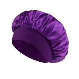 1pcs Unisex Satin Solid Wide-brimmed Sleeping Hat Elastic Band Cap Hair Care Bonnet Night Hat