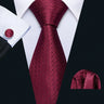 Barry.Wang Ensemble cravate et boutons de manchette en soie pour homme, motif jacquard, rouge, bordeaux, rose, pour mariage, affaires, fête