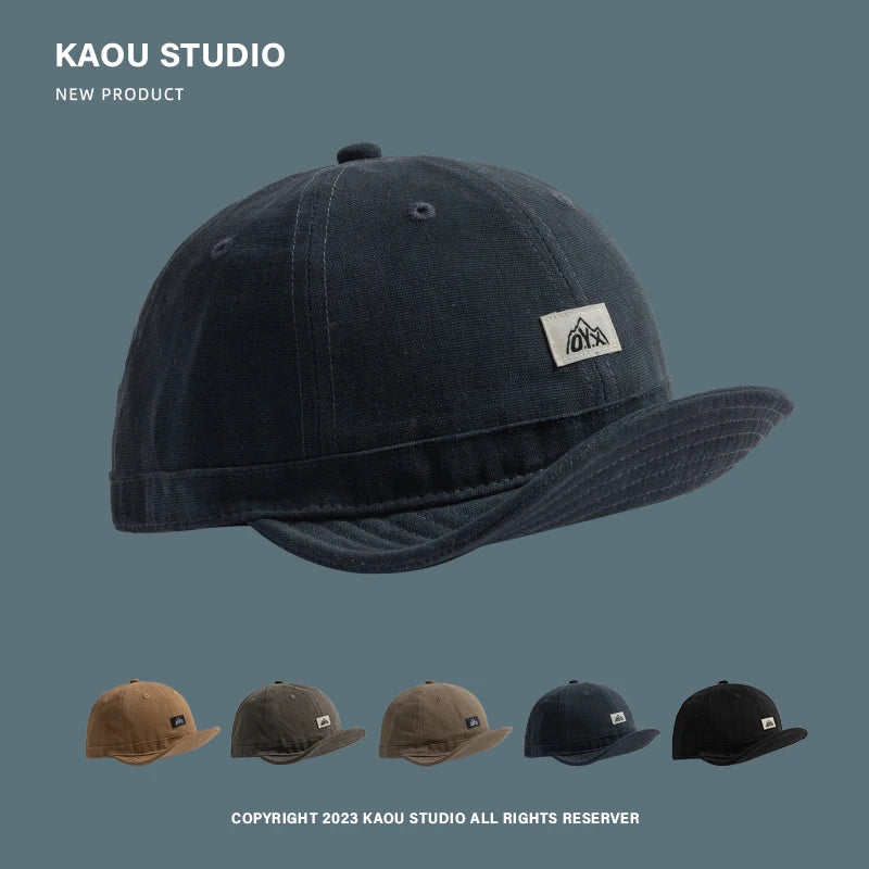 Niche Short Brim Japanese Retro Duck Bill Hats for Men and Women Spring and Summer Casual Versatile Soft Top Baseball Cap