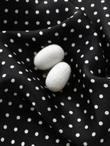 Foulard rétro en soie naturelle noire pour femme avec pois blancs, 100 % soie véritable, petit carré de 50 cm, cadeau tendance pour dames et filles