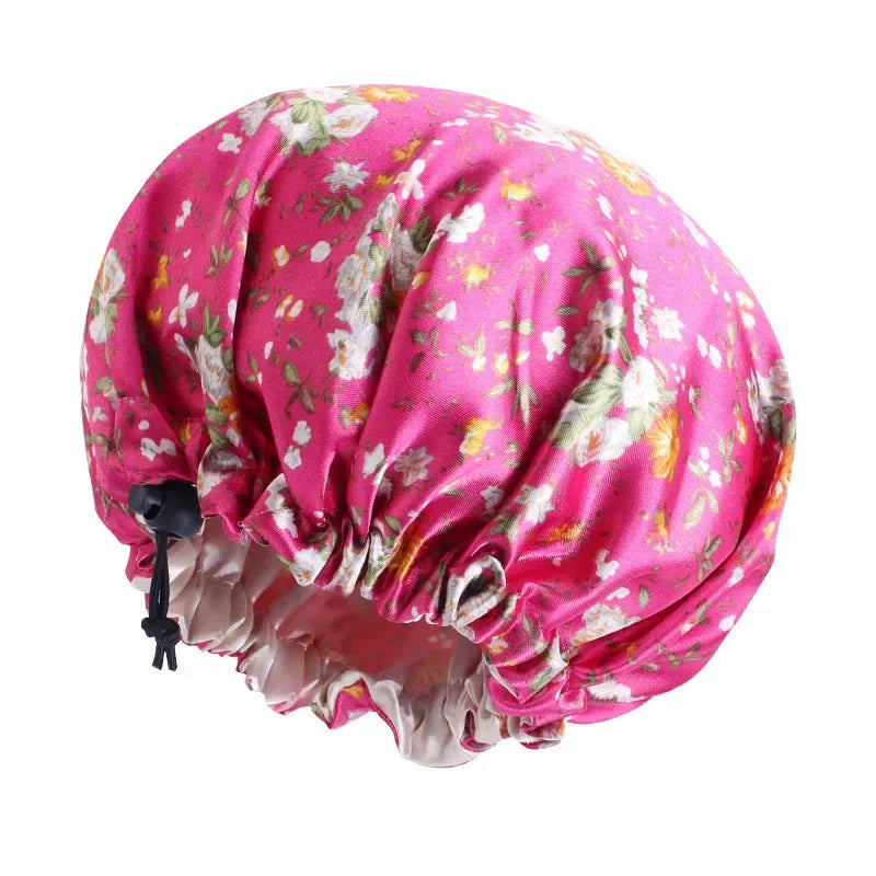 Bonnet de nuit pour enfants et filles, imprimé floral, bonnet de nuit en satin, turban, bonnet de nuit pour enfants, bonnet de soins capillaires, bonnet de nuit