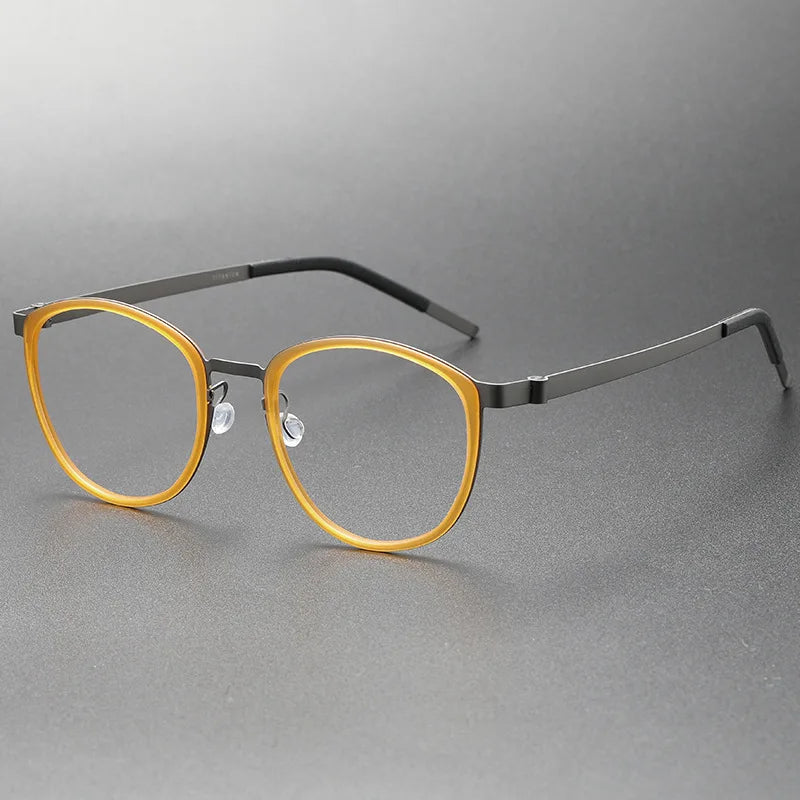 2023 Titanium Glasses Frame for Men Women Vintage Round Myopia Optical Eyewear Screwless Prescription Eyeglasses Frame Spectacle