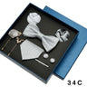 Coffret cadeau pour homme et femme, pochette, cravate, boutons de manchette, broche, couleur unie, pour mariage, affaires, vente en gros