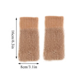 Mink Fleece Winter Half Finger Gloves Women Warm Luxury Solid White Plush Knitted Fingerless Gloves Writting Soft Wrist Mittens