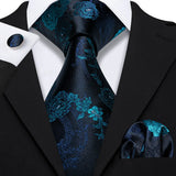 Ensemble élégant de cravates et boutons de manchette en soie à fleurs multiples pour homme, cravate jacquard à fleurs pour mariage, entreprise, fête, événement, Barry.Wang