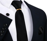 Ensemble de cravates en soie de luxe pour hommes, cravate, mouchoir, boutons de manchette avec anneau en métal doré, broche, costume, fête de mariage, accessoires pour hommes