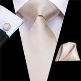 Cravate Hi-Tie blanche et noire à rayures pour homme, couleur unie, en soie, pour mariage, mouchoir, boutons de manchette, créateur de mode, livraison directe