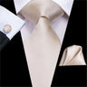 Cravate Hi-Tie blanche et noire à rayures pour homme, couleur unie, en soie, pour mariage, mouchoir, boutons de manchette, créateur de mode, livraison directe