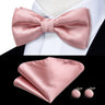 Hi-Tie Jacquard Silk Nœud papillon pour homme, ensemble de boutons de manchette et mouchoir, nœud papillon pré-noué, noir, blanc, gris, bleu, rouge, vert, rose, violet