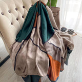 180X90CM Satin-Schals Herbst-Farbendruck-Bandana im koreanischen Stil Staubdichte Seidenschals Beliebtes Sonnenschutz-Strandtuch-Foulard