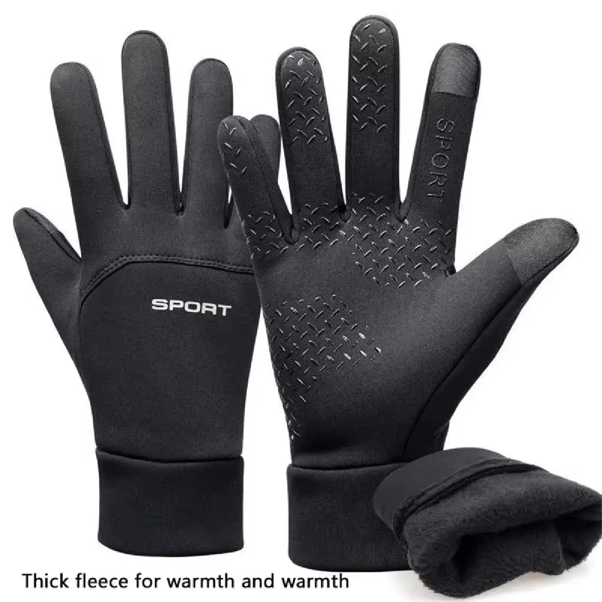 Gants d'extérieur coupe-vent et imperméables pour écran tactile, pouce et index, gants chauds pour la course à pied et le cyclisme