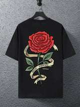 Red Roses Wrapped In Ribbons Printing Clothes Men Cotton Breathable Tee Clothes Oversized Casual Loose T-Shirts Short Sleeve